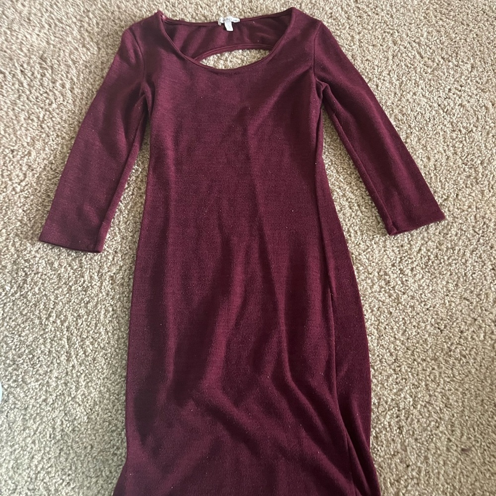 Charlotte Russe Red Long Sleeve Sheath Dress with small back opening
